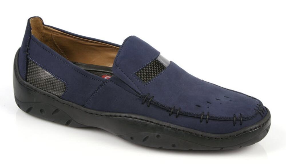 Michael Toschi Men's 12 Mach 8284 Italian Navy Nubuck Slip-On Driving Loafer